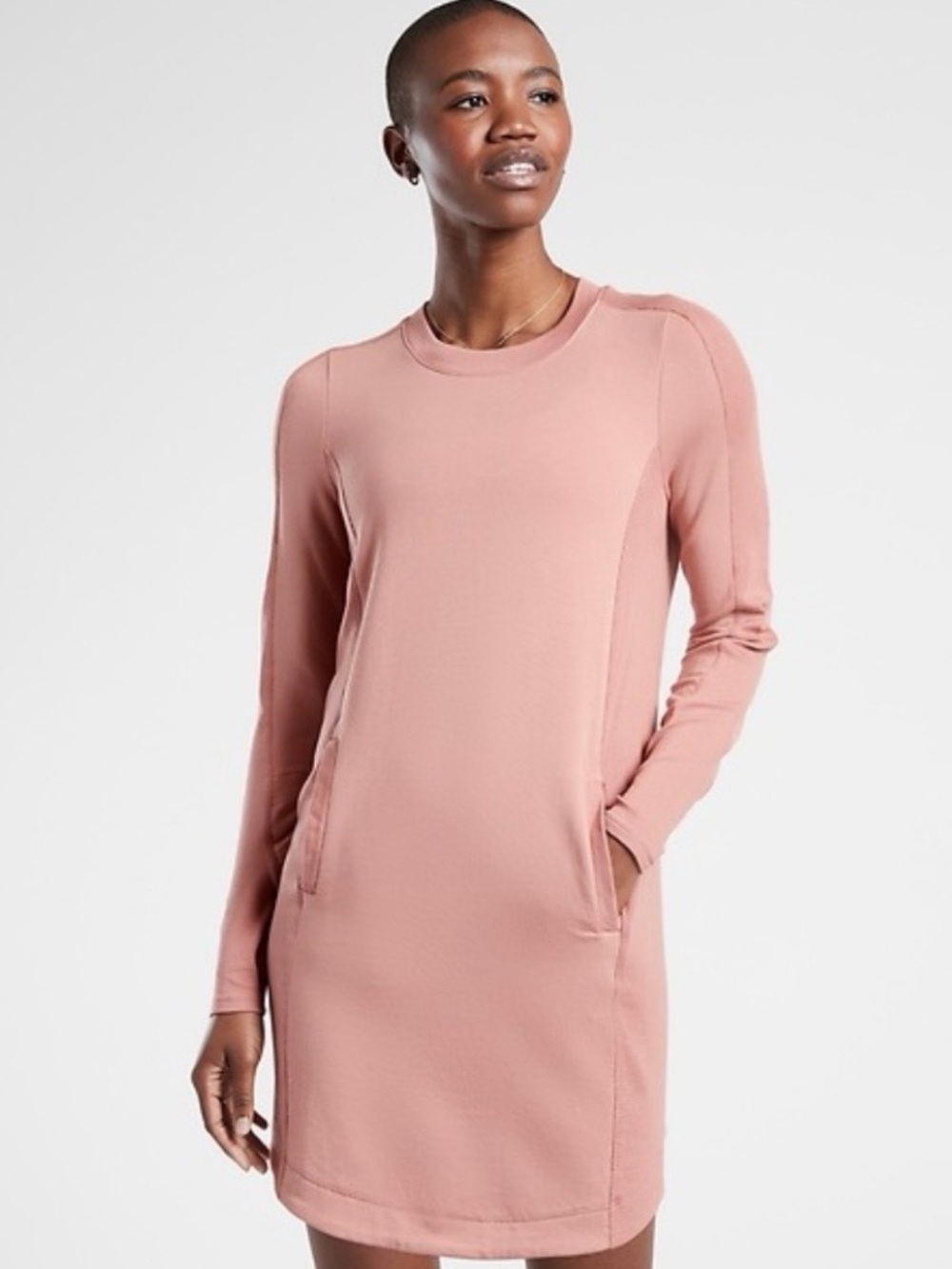 Athleta Casual Shift Dress in Dusty Rose